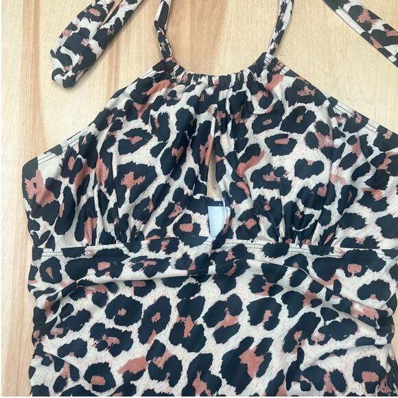 EOMENIE Womens One Piece Swimsuit Animal Print Keyhole Halter Tummy Control Sz M - Picture 7 of 9